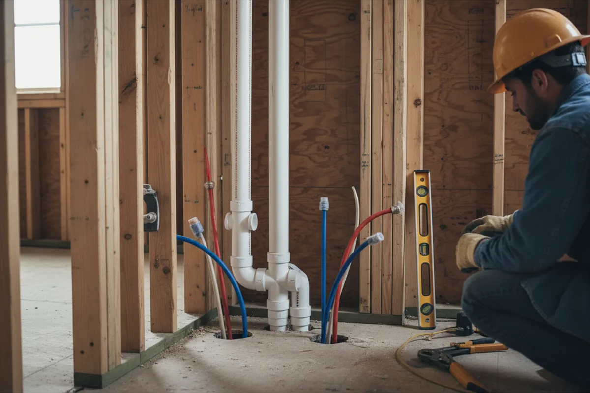 Drain and supply rough-in during Drain Cleaning in Morehead