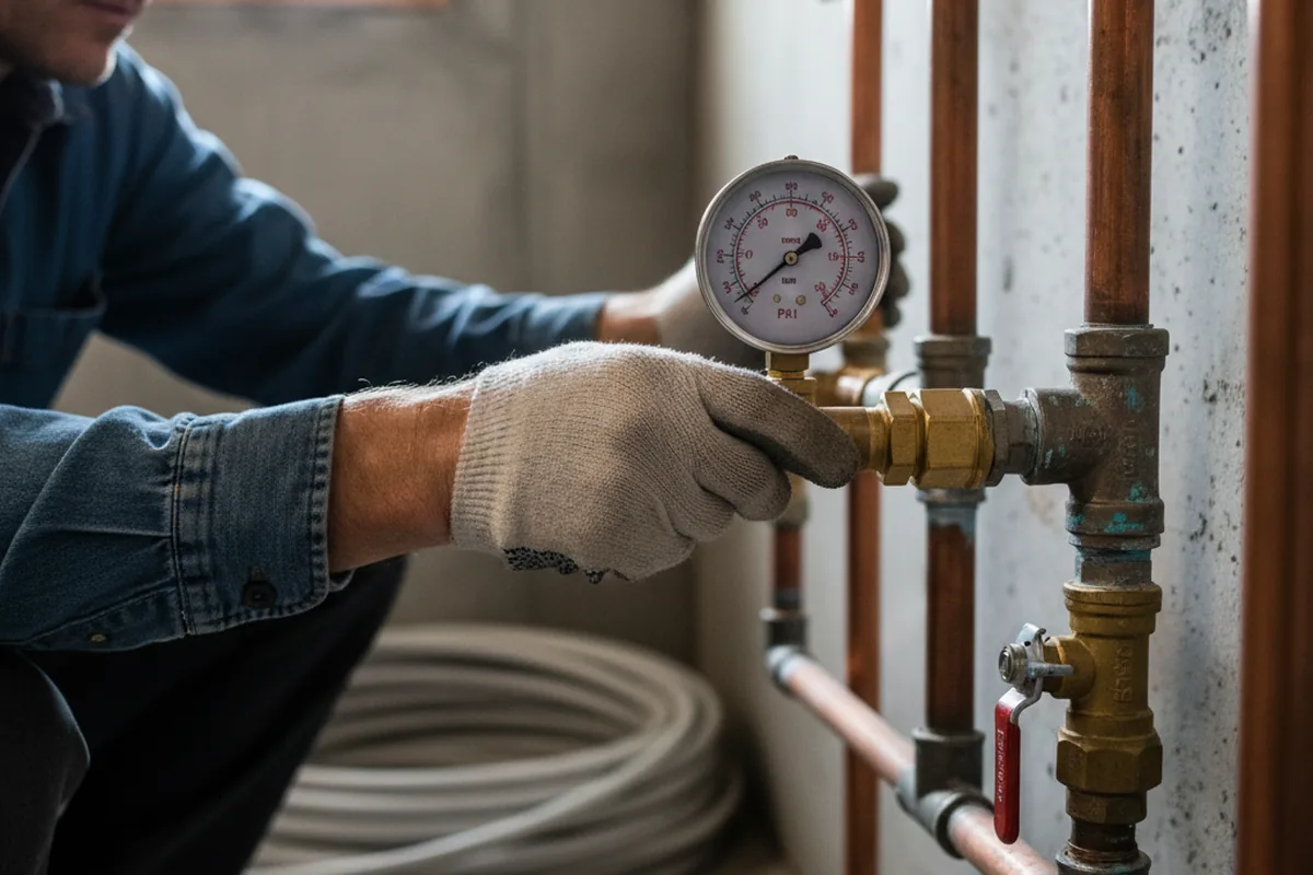 Pressure testing a repaired line during Water Line Repair in Morehead